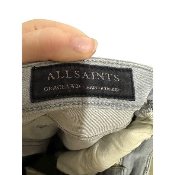 ALLSAINTS Grace Slashed Skinny Jeans In Gray Size 26 - Picture 7 of 10